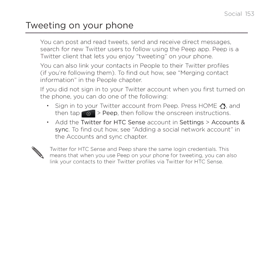 HTC Thunderbolt manual Tweeting on your phone, Social  